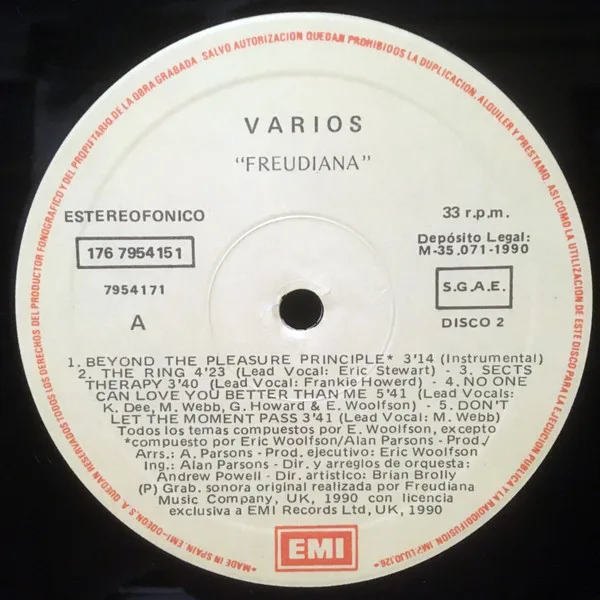 The Alan Parsons Project, Freudiana - LP