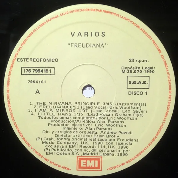 The Alan Parsons Project, Freudiana - LP
