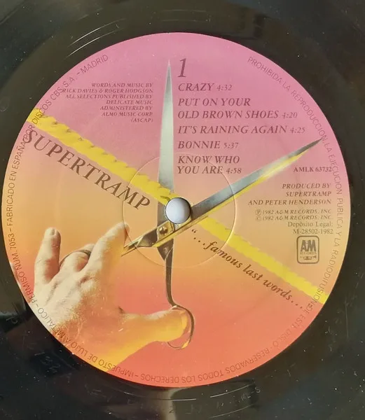 Supertramp, "...Famous Last Words..." - LP
