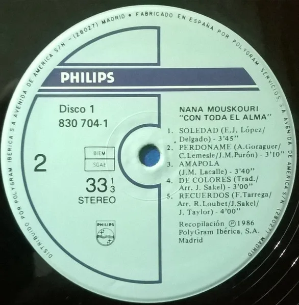 Nana Mouskouri, Con Toda El Alma - LP