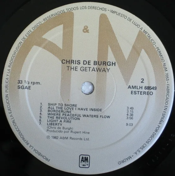 Chris De Burgh, The Getaway - LP