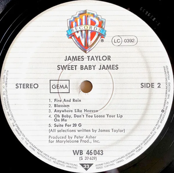 James Taylor, Sweet Baby James - LP