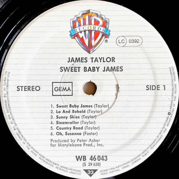 James Taylor, Sweet Baby James - LP