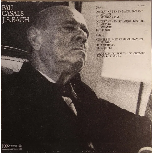 Pau Casals / J. Sebastian Bach, Conciertos De Brandeburgo - LP