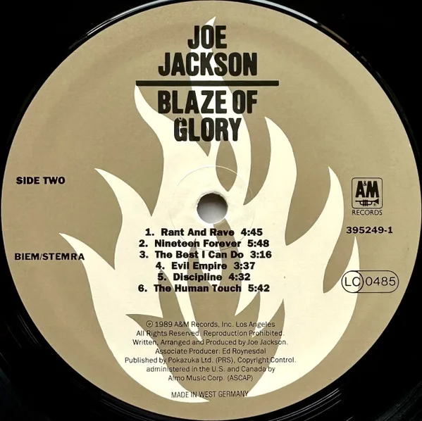 Joe Jackson, Blaze Of Glory - LP
