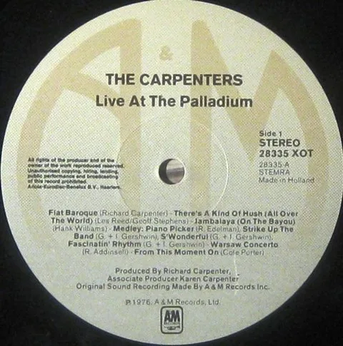Carpenters, Live At The Palladium - LP