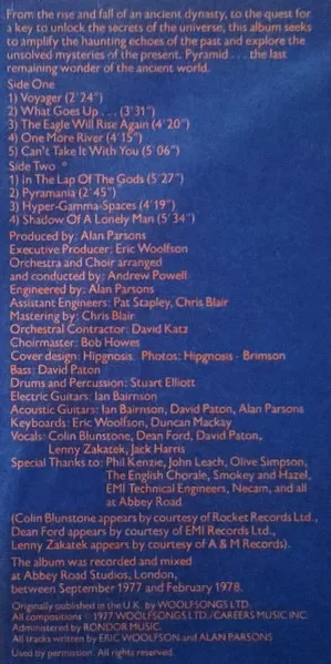 The Alan Parsons Project, Pyramid - LP